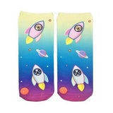 Puppy Astronaut Full Color Space Ship Blast Off Ankle Socks *
