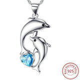 Dolphin Necklaces (4 Styles) in 925 Silver with Blue Cubic Zirconia