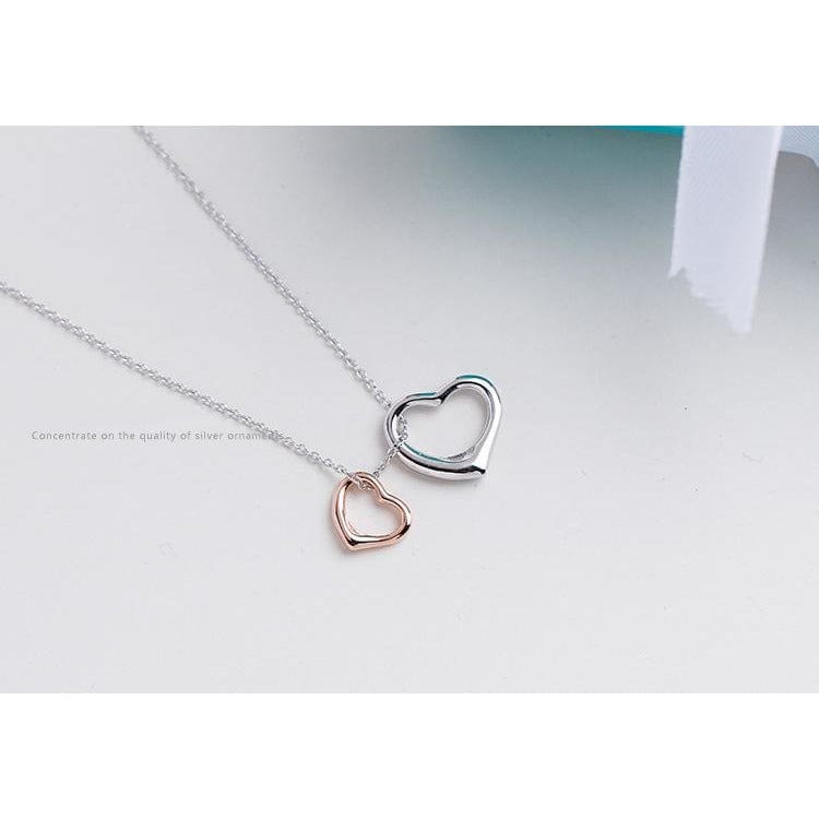 Double Heart Sterling Silver Pendant-Gorgeous and Fine Quality! - The Pink Pigs, A Compassionate Boutique