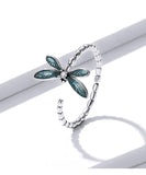Dragonfly Ring and Earrings Fine 925 Sterling Silver  Enamel and CZ