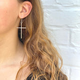 Sterling Silver Cross Drop Earrings Handmade in Mexico