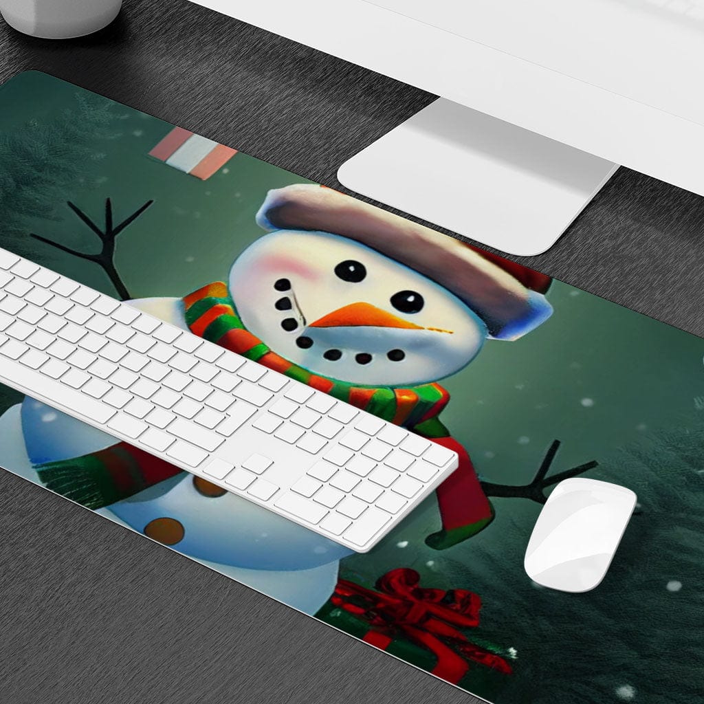 Funny Snowman Desk Mat - Graphic Desk Pad - Snow Laptop Desk Mat