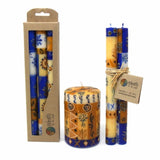 African Handmade Candles Blue Orange- Gift box of 2, 3 or 4 Short - Durra Design - Nobunto *