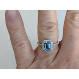 ebay Fine Jewelry Rings Aquamarine and Diamond Halo Ring, 14K Gold, Emerald Cut-Extraordinary!