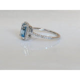 ebay Fine Jewelry Rings Aquamarine and Diamond Halo Ring, 14K Gold, Emerald Cut-Extraordinary!