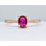 ebay rings Genuine Ruby and Diamond Solitaire in 14K Rose Gold