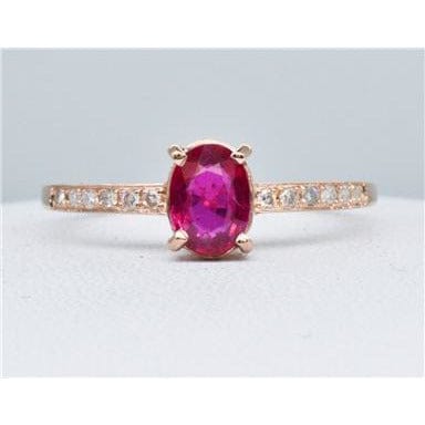 ebay rings Genuine Ruby and Diamond Solitaire in 14K Rose Gold