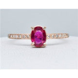 ebay rings Genuine Ruby and Diamond Solitaire in 14K Rose Gold