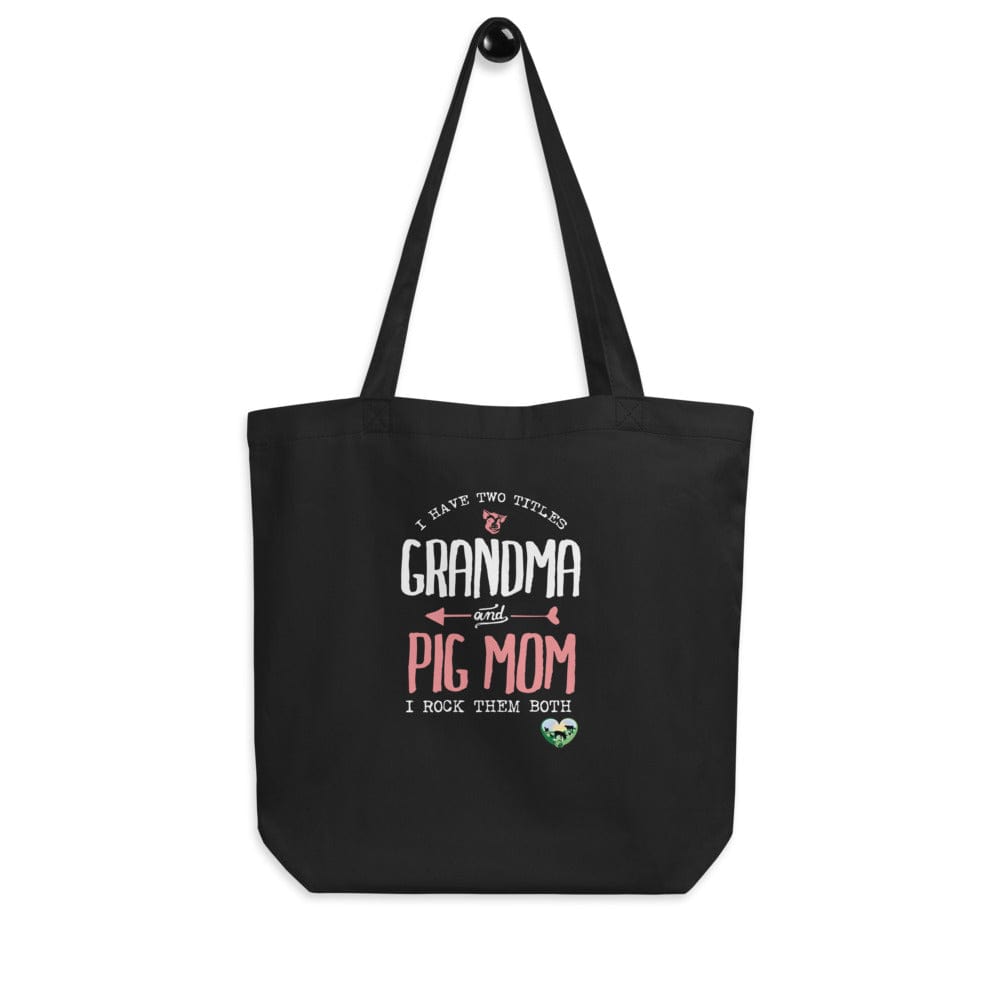 Pig Mom and Grandma Rooterville Logo Black Eco Tote Bag *