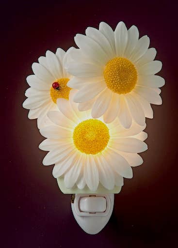 Ladybug and Bee and Daisies 3D Handpainted Night Light by Ibis and Orchid