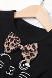 Girls Leopard Graphic Handkerchief Hem Spliced Dress