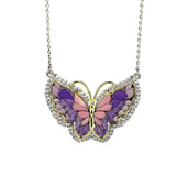 Sterling Silver Enamel Butterfly Necklace with Swarovski Crystal Top of the Line!