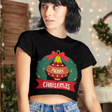 Merry Christmas Women's Cropped T-Shirt - Christmas Crop Top - Print Crop Tee Shirt