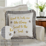 Embroidered Bee Honey Pillow 18x18