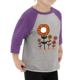 Cute Floral Toddler Baseball T-Shirt - Trendy 3/4 Sleeve T-Shirt - Graphic Kids' Baseball Tee