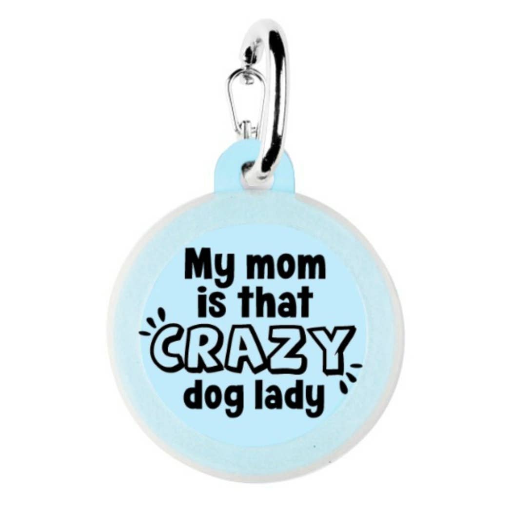 FAIRE - Bad Tags PET Crazy Dog Lady Pet Dog Tags Made in the USA, Recycled Metal, Glow in Dark, Waterproof *