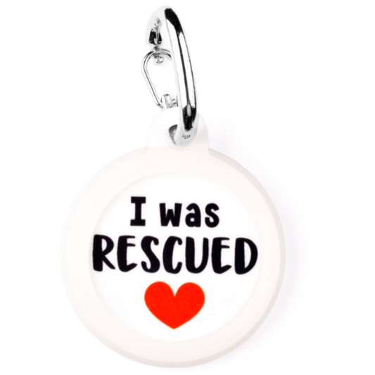 FAIRE - Bad Tags PET I Was Rescued Pet Dog Tags Made in the USA, Recycled Metal, Glow in Dark, Waterproof *