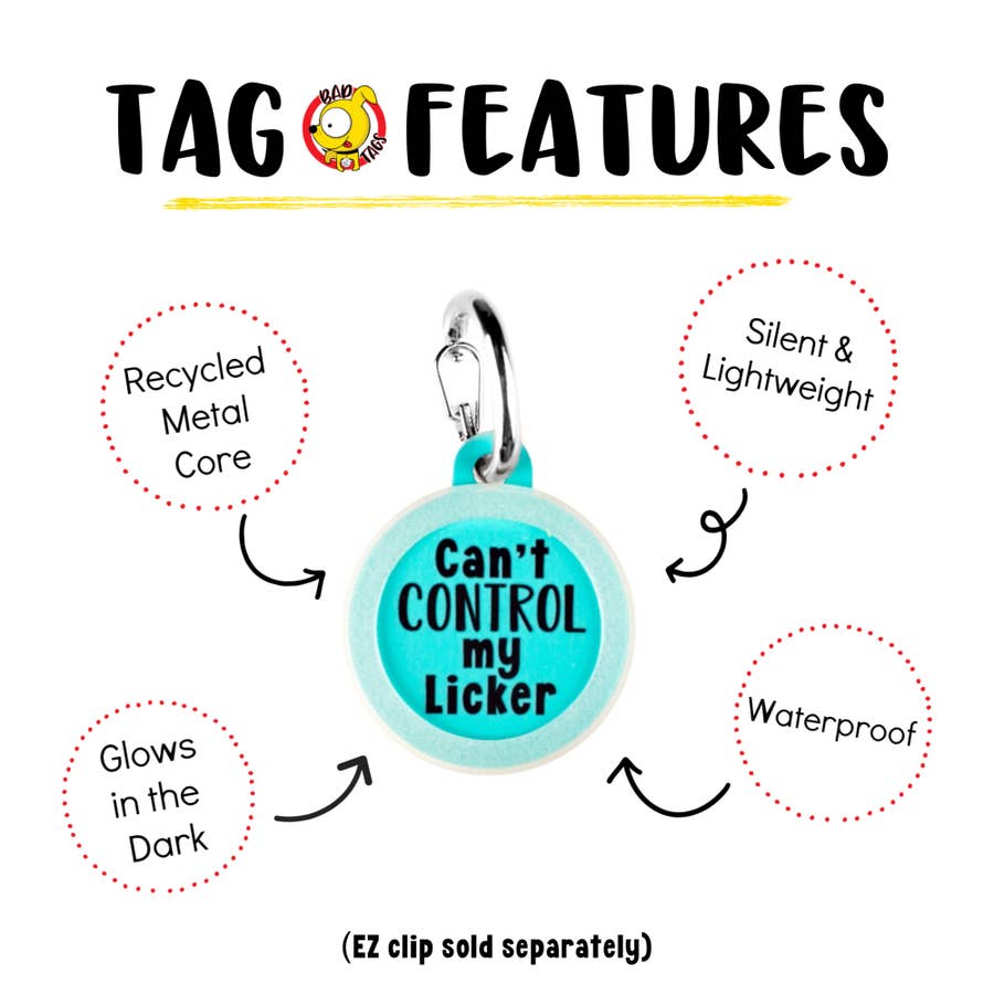 FAIRE - Bad Tags PET Pet Dog Tags Made in the USA, Recycled Metal, Glow in Dark, Waterproof *