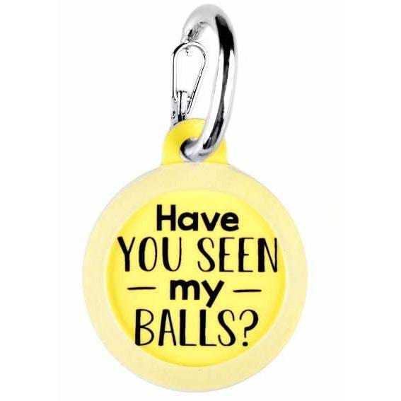 FAIRE - Bad Tags PET Seen My Balls? Pet Dog Tags Made in the USA, Recycled Metal, Glow in Dark, Waterproof *