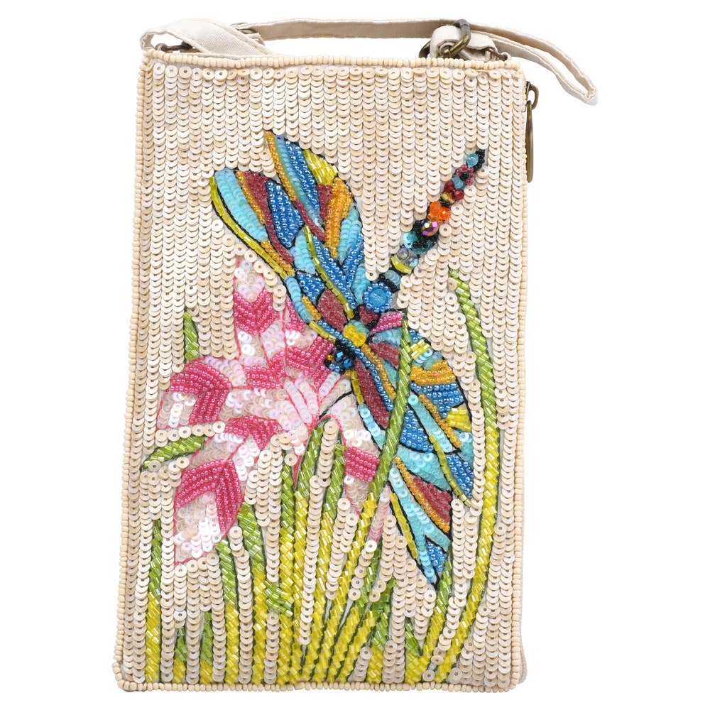 Faire-Bamboo Trading Company mini crossbody bag Dragonfly Colorful Spring Scene Club Bag
