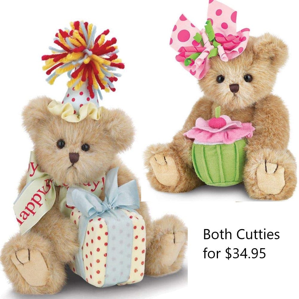 FAIRE - Bearington Plush Animals BOTH Cupcake & Birthday Bears by Bearington-Poseable and So CUTE! *