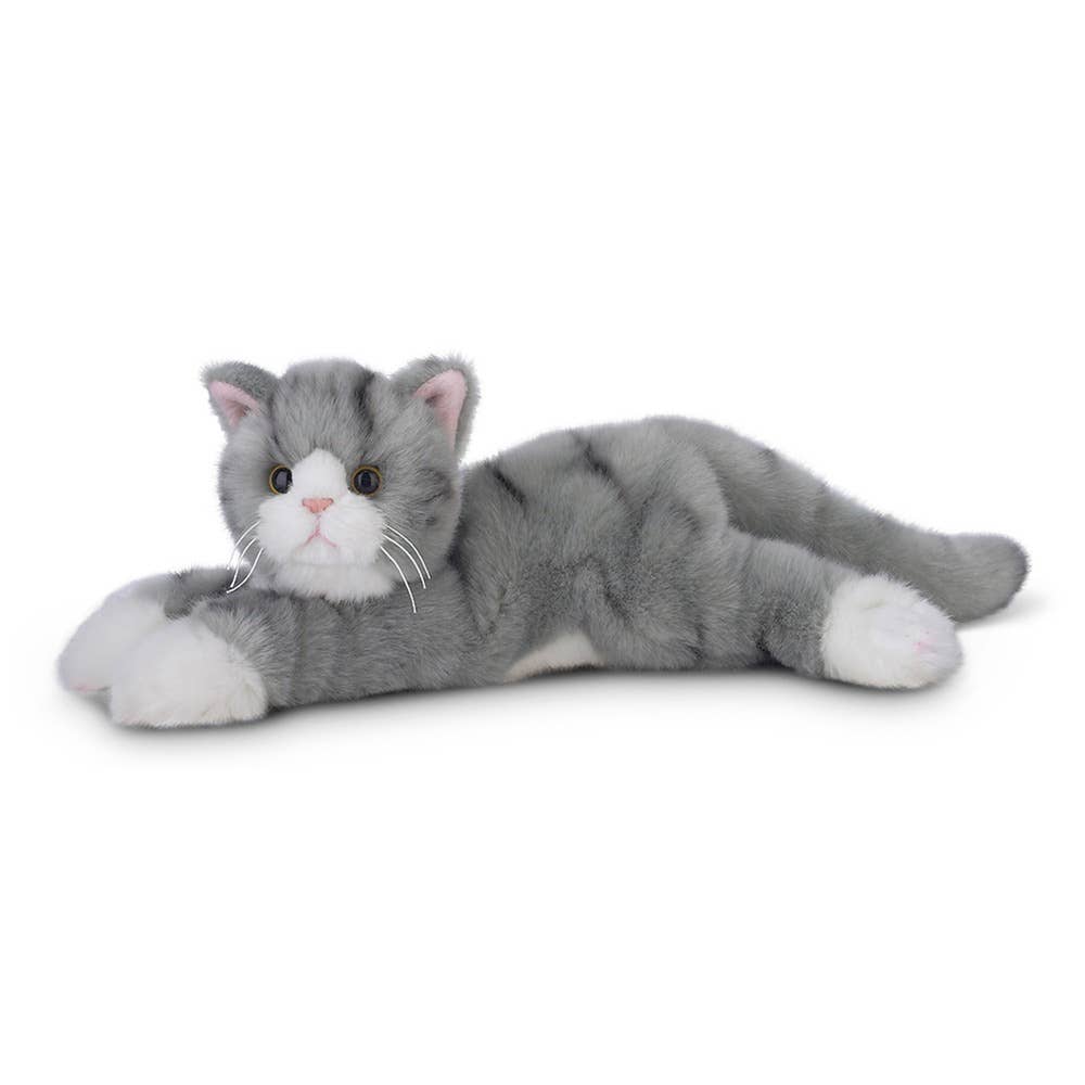 FAIRE - Bearington Plush Animals Gray Tabby Plush Cats!  Siamese, Himalayan, Black, Tabby or Orange Tabby Plush Kitty Cats Lifelike-Bearington Collection