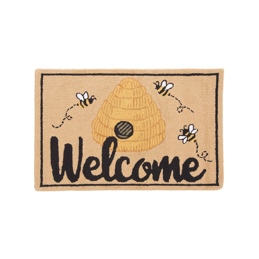 Faire-C&F Home Rugs Welcome Bee Hive Hooked Rug-Honey Bee Lovers*