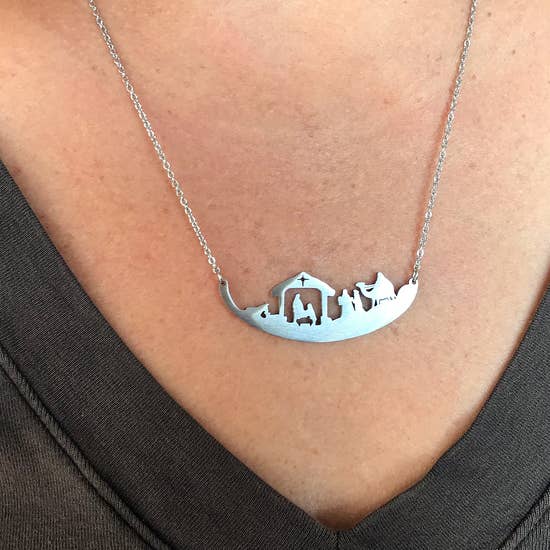 FAIRE - Close 2 UR Heart Fashion Jewelry Christian Themed Necklaces-Stainless Steel Noah, Nativity Made in the USA