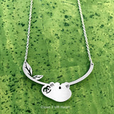 FAIRE - Close 2 UR Heart Fashion Necklace Sloth Stainless Hang in There Steel Necklace Made in the USA