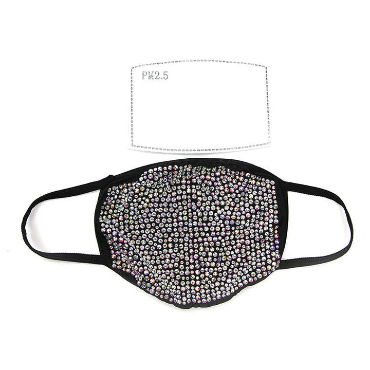 FAIRE - Comeco Women - Accessories Black BLING Mask Diva Rhinestone Face Mask In Polyester Material