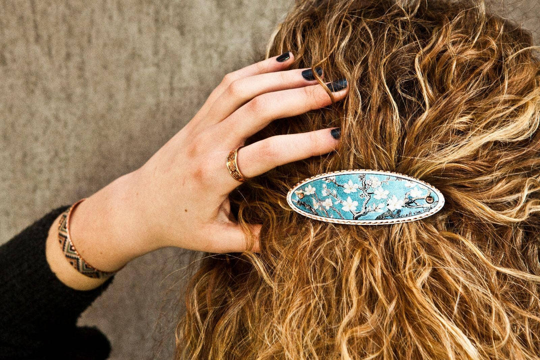 FAIRE - Copper Arts Fashion Jewelry Van Gogh Almond Blossom and Sunflower Copper Barrettes, Handmade in the USA