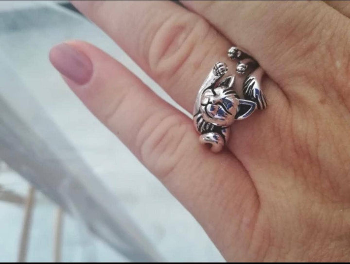 FAIRE - Copper Arts Fine Fashion Jewelry-Ring Sleeping Cat Sterling Silver Ring-Adorable for Cat Lovers!