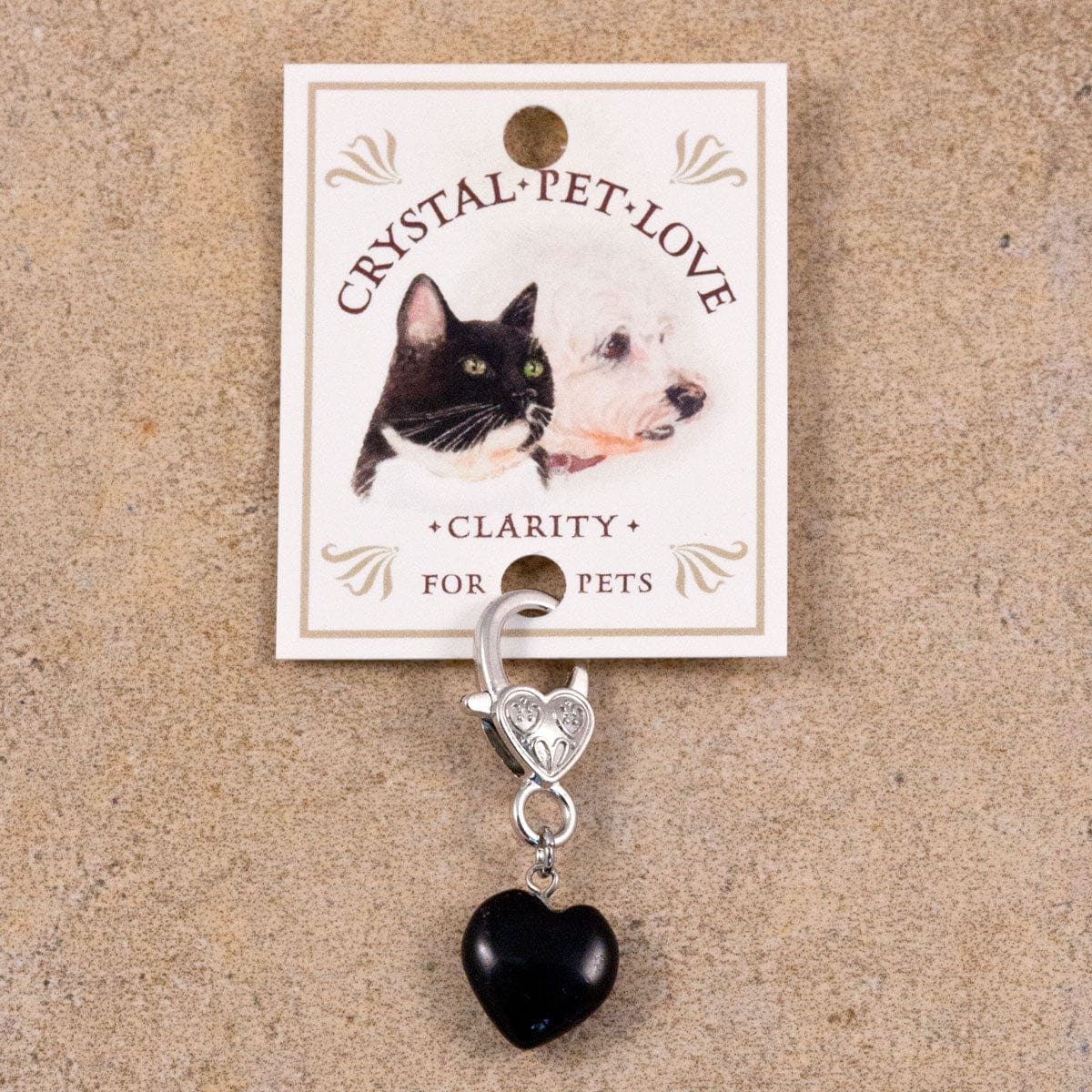 Faire-Crystal Pet Love Pet ID Tags Black Obsidian Healing Pet Charm-Clarity Handmade