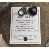 Faire-Crystal Pet Love Pet ID Tags Black Obsidian Healing Pet Charm-Clarity Handmade