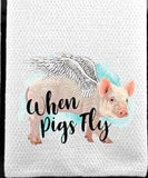 FAIRE - Dasha Alexander Kitchen Flying Pig Pigs Kitchen Waffle Weave Microfiber Towels-Perfect Gift for the Pig Lover!