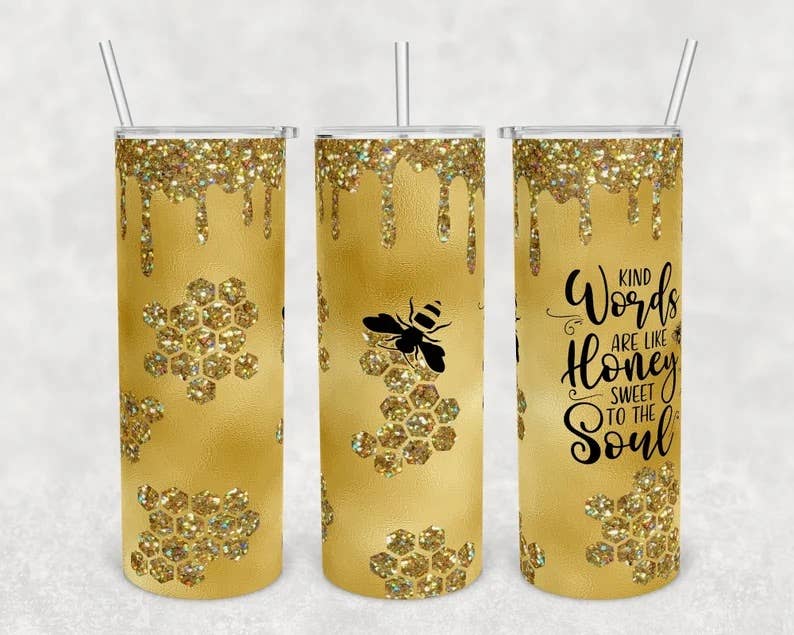 Faire-Dm Crafting Tumblers Honey Bee Tumbler, Sweet Works Skinny Tumbler, Bee Cup