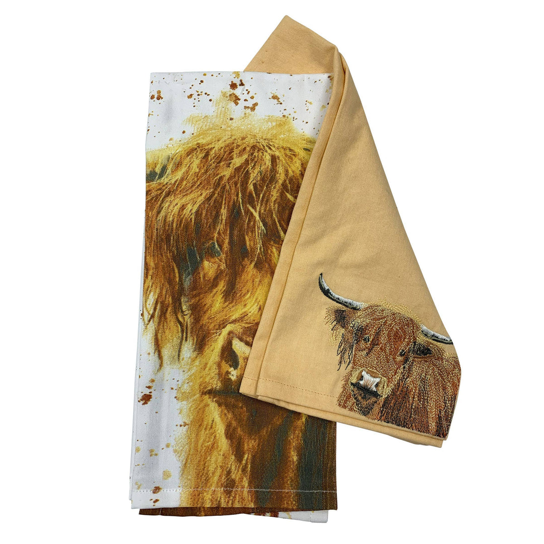Faire: EastWest tea towel HIGHLAND COW ORGANIC TEA TOWEL