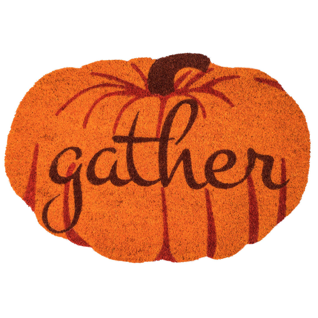 FAIRE - Entryways Doormats Decor Gather Bright Pumpkin Entry Way Coir Mat, Handmade Welcome Mat