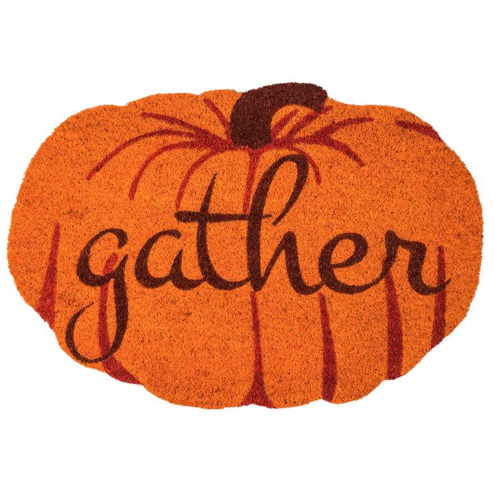 FAIRE - Entryways Doormats Decor Gather Bright Pumpkin Entry Way Coir Mat, Handmade Welcome Mat