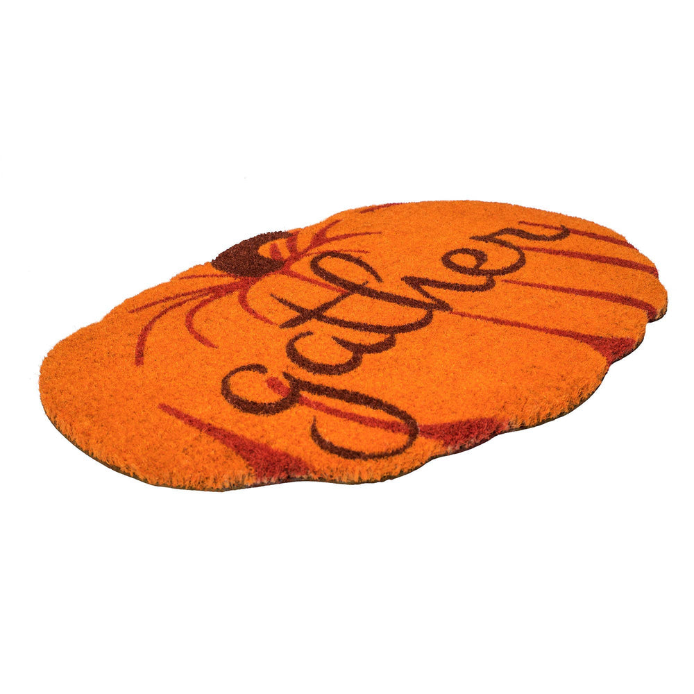 FAIRE - Entryways Doormats Decor Gather Bright Pumpkin Entry Way Coir Mat, Handmade Welcome Mat