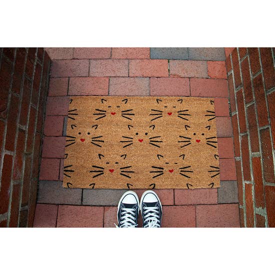 FAIRE - Entryways Doormats Decor Love Cats Coir Welcome Mat Handmade Cute Kitty Faces Welcome You Home!