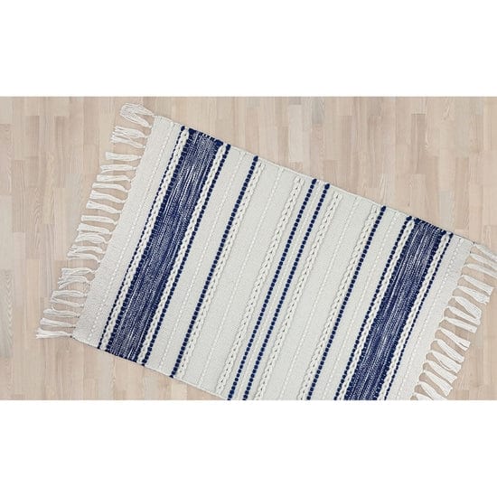 FAIRE - Entryways Doormats Doormats Milos Recycled Plastic Bottle Blue and White Outdoor / Indoor Rugs *