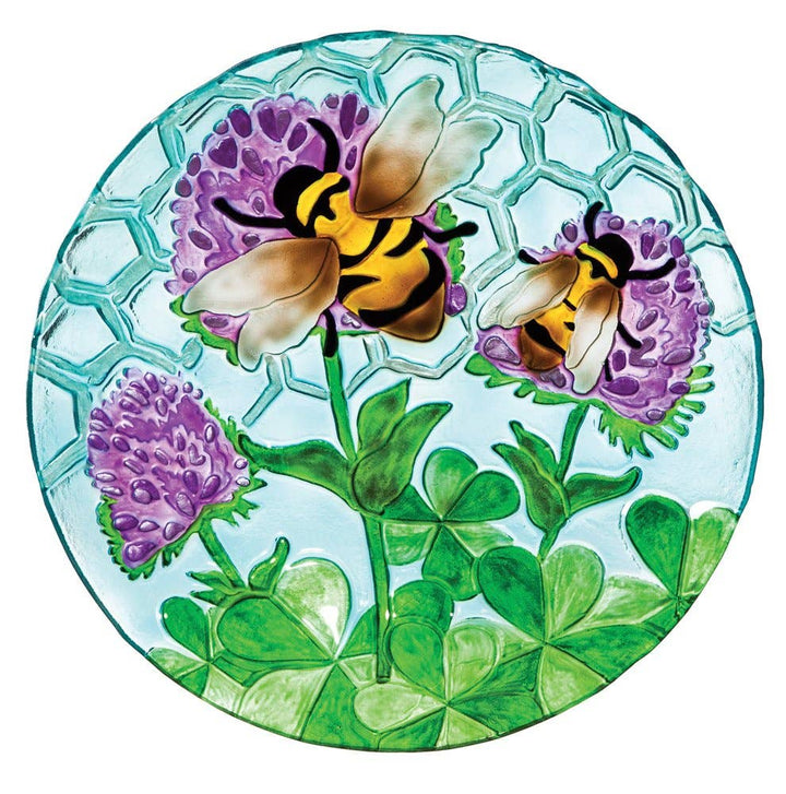 Faire-Evergreen Enterprises Bird Baths Bath Only Bumble Bees 18" Glass Birdbath (stand sold separately)*
