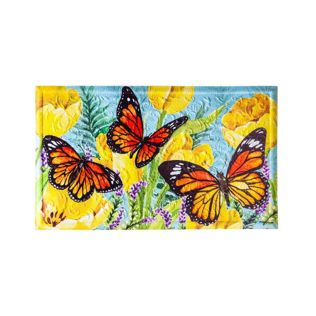 Faire-Evergreen Enterprises Butterfly Floor Mat Tulip and Butterfly Colorful Embossed Floor Mat for Entrance Patio or Kitchen