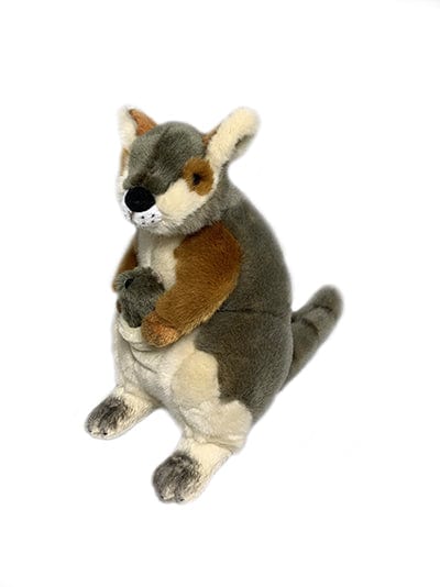 FAIRE: FurTastic Friends by Bocchetta Plush Toys Plush Animals Rock-Wallaby withJoey Life Like Plush Size 27cm/10.5″