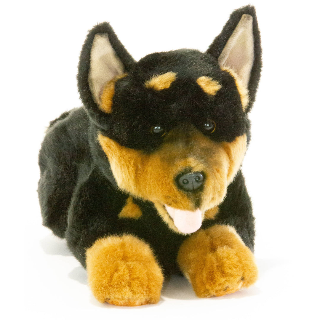 FAIRE: FurTastic Friends by Bocchetta Plush Toys Plush Puppy Dog Black and Tan Black or Red and Tan Australian Kelpie Puppies Plush Size 30cm/12" Stuffed Animal Realistic