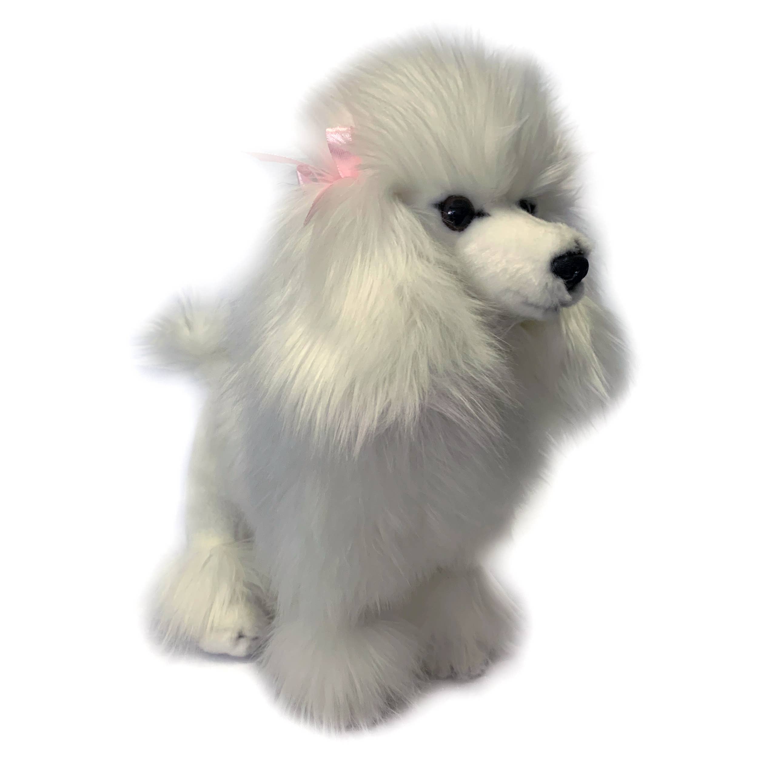 White Show Poodle Plush Stuffed Puppy Dog 28cm Standing Lifelike