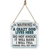 FAIRE - Gift & Garden by Carson Novelty Signs "Crazy Dog Lives Here" Funny Metal Art Door Decor*