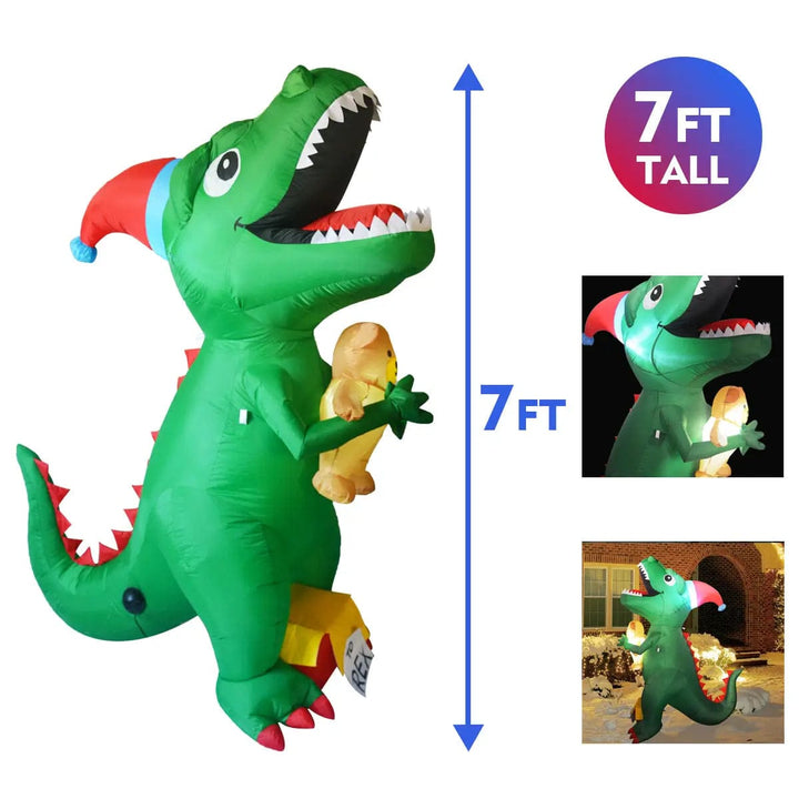Faire: GOOSH INC Inflatable Yard Decoration Inflatable Dinosaur 7 ft LED Christmas Yard Decoration
