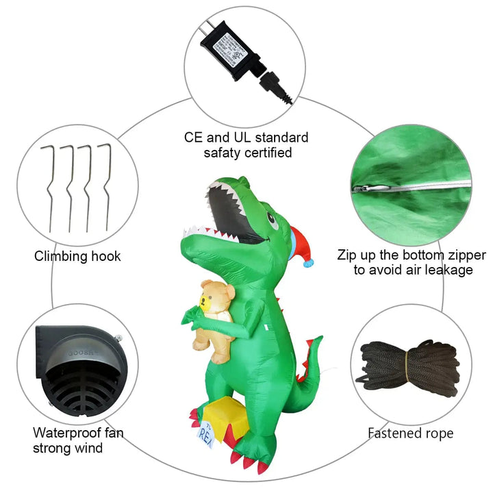 Faire: GOOSH INC Inflatable Yard Decoration Inflatable Dinosaur 7 ft LED Christmas Yard Decoration